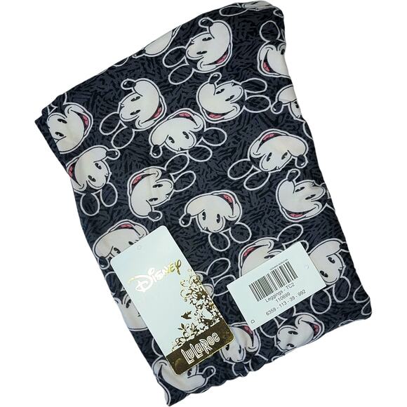 LuLaRoe Disney Mickey Mouse Leggings TC2 NEW Black White Gray Pink Buttery Soft - Picture 3 of 9